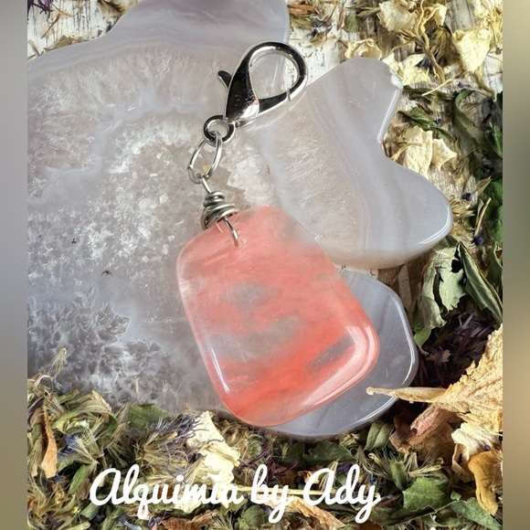 Cherry quartz keychain card holder bag charms - Picture 1 of 1